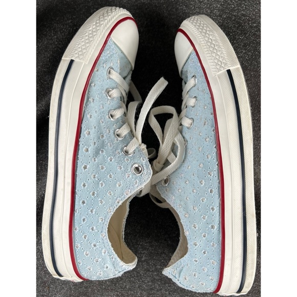 Converse Baby Blue Eyelet Sneakers Men 7 or Women 9 - Picture 5 of 15